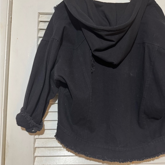 Black Distressed Denim Jacket - Picture 3 of 7